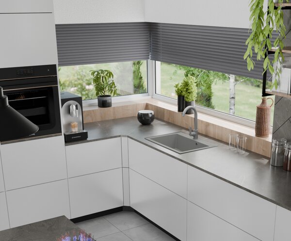 Granitový dřez ELITE šedý + sifon chrom 70 x 50 x 21 cm