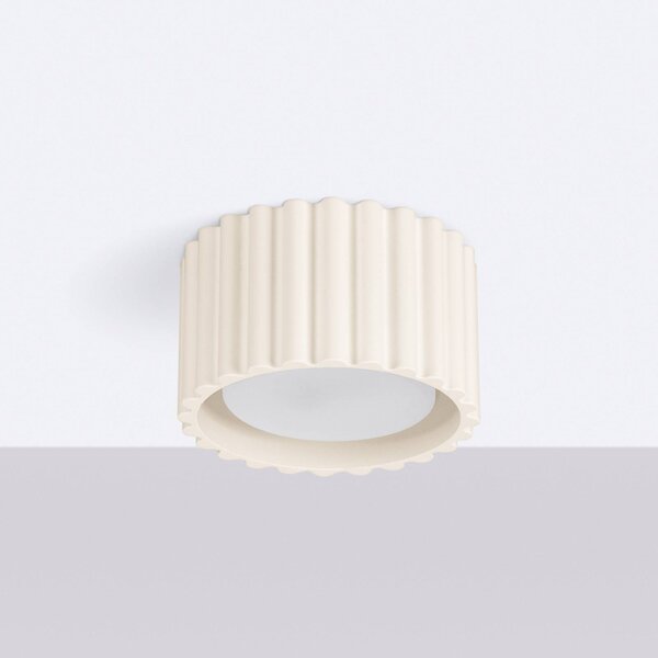 SOLLUX LIGHTING Stropní světlo RIBLA, béžové, Ø 10 cm, kov, GX53, stmívatelný, Krémová / jantar, Obývací pokoj / jídelna, Hliník