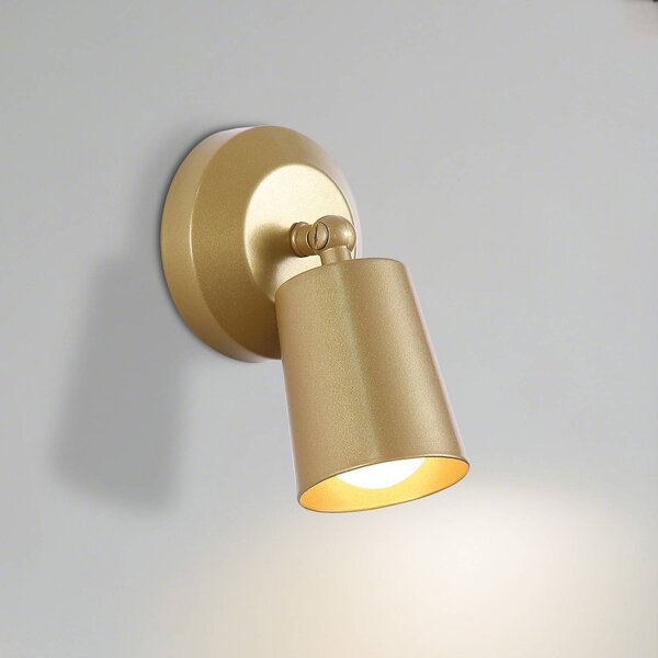 Searchlight LED nástěnné světlo CONE na baterie, zlatá barva, šířka 10 cm, kov, stmívatelný, Mosaz / zlato, Obývací pokoj / jídelna, kov