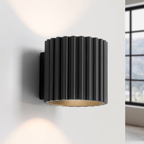 SOLLUX LIGHTING Nástěnné světlo RIBLA, černé, Ø 10 cm, kov, G9, stmívatelný, Černá, Obývací pokoj / jídelna, Hliník, Nástěnné svítidlo