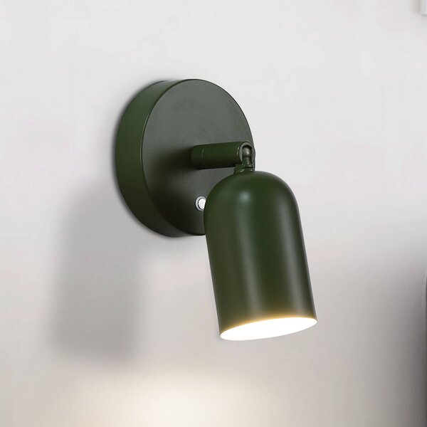 Searchlight LED akumulátorové nástěnné světlo CONE, tmavě zelená, šířka 10 cm, kov, stmívatelný, Zelená, Obývací pokoj / jídelna, kov