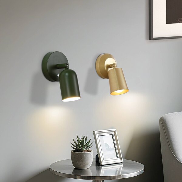 Searchlight LED nástěnné světlo CONE na baterie, zlatá barva, šířka 10 cm, kov, stmívatelný, Mosaz / zlato, Obývací pokoj / jídelna, kov