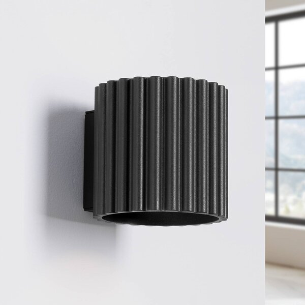 SOLLUX LIGHTING Nástěnné světlo RIBLA, černé, Ø 10 cm, kov, G9, stmívatelný, Černá, Obývací pokoj / jídelna, Hliník, Nástěnné svítidlo