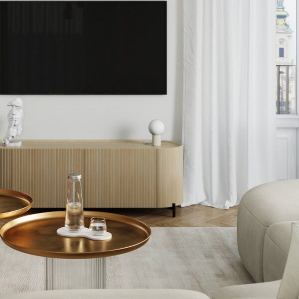 SOLLUX LIGHTING Stolní lampa ORBI, béžová, sklo/kov, výška 19 cm, G9, Krémová / jantar, Obývací pokoj / jídelna, Hliník