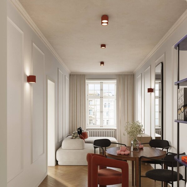 SOLLUX LIGHTING Stropní světlo RIBLA, okrová, Ø 10 cm, kov, GX53, stmívatelný, Hnědá / rez, Obývací pokoj / jídelna, Hliník
