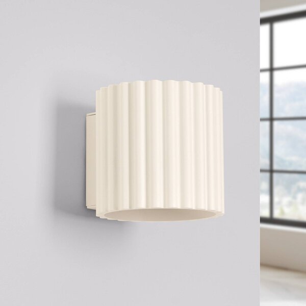 SOLLUX LIGHTING Nástěnné světlo RIBLA, béžové, Ø 10 cm, kov, G9, stmívatelný, Krémová / jantar, Obývací pokoj / jídelna, Hliník, Nástěnné svítidlo