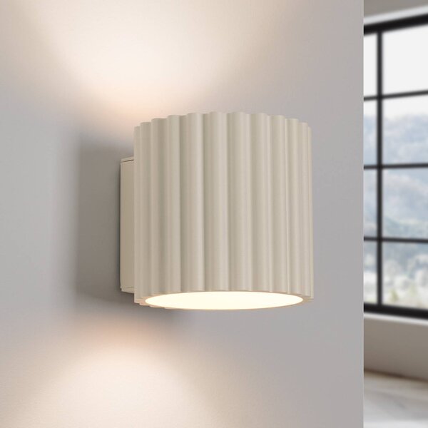SOLLUX LIGHTING Nástěnné světlo RIBLA, béžové, Ø 10 cm, kov, G9, stmívatelný, Krémová / jantar, Obývací pokoj / jídelna, Hliník, Nástěnné svítidlo