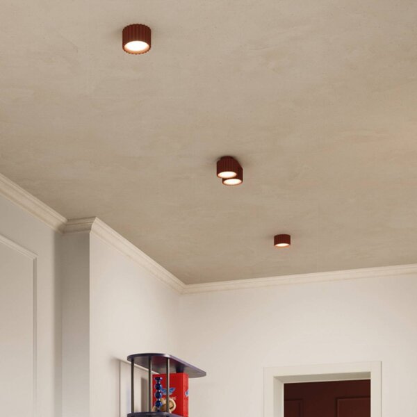 SOLLUX LIGHTING Stropní světlo RIBLA, okrová, Ø 10 cm, kov, GX53, stmívatelný, Hnědá / rez, Obývací pokoj / jídelna, Hliník