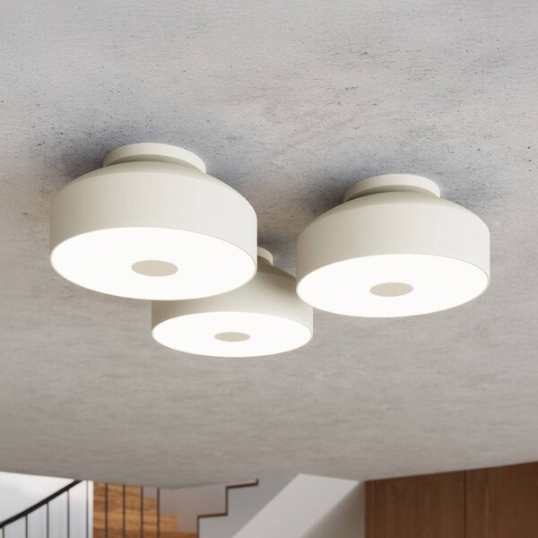 SOLLUX LIGHTING Stropní světlo CLARO, béžové, Ø 30 cm, kov, 4 x E27, stmívatelný, Krémová / jantar, Obývací pokoj / jídelna, kov