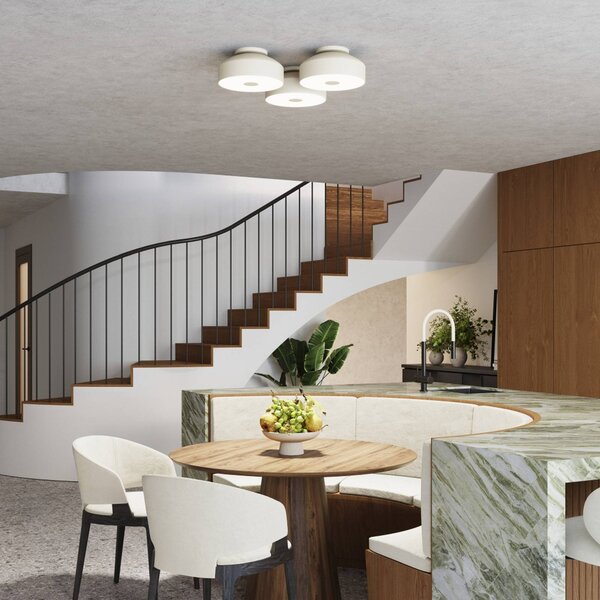 SOLLUX LIGHTING Stropní světlo CLARO, béžové, Ø 30 cm, kov, 4 x E27, stmívatelný, Krémová / jantar, Obývací pokoj / jídelna, kov