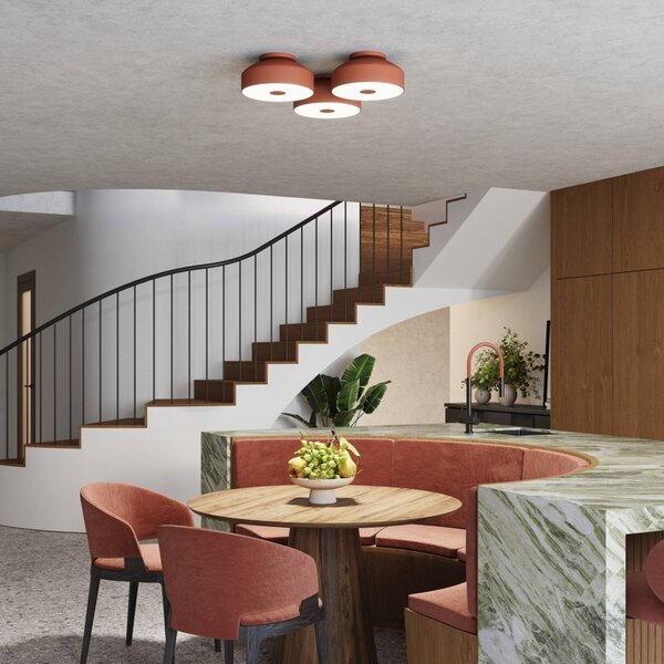 SOLLUX LIGHTING Stropní světlo CLARO, okrová, Ø 30 cm, kov, 4 x E27, stmívatelný, Hnědá / rez, Obývací pokoj / jídelna, kov