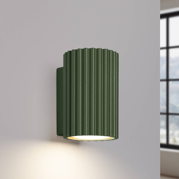 SOLLUX LIGHTING Nástěnné světlo ALORA, výška 10 cm, olivově zelené, kov, 1 x GU10, stmívatelný, Zelená, Obývací pokoj / jídelna, Hliník, Nástěnné svítidlo