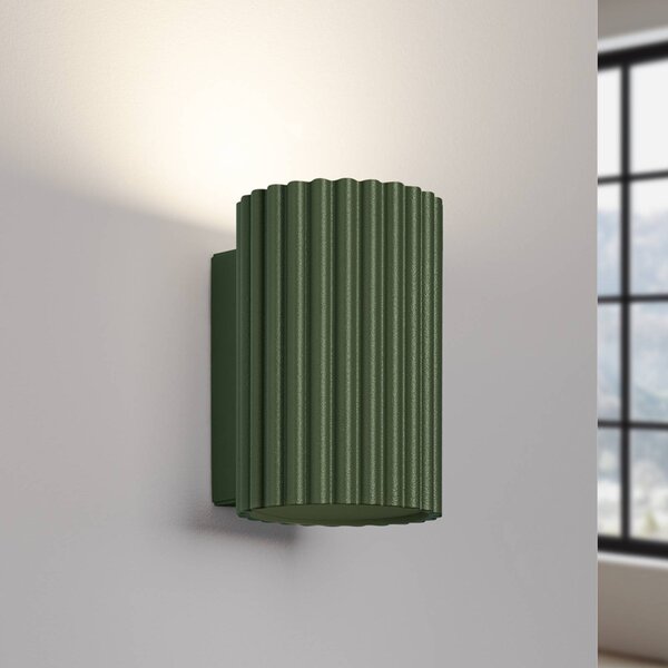 SOLLUX LIGHTING Nástěnné světlo ALORA, výška 10 cm, olivově zelené, kov, 1 x GU10, stmívatelný, Zelená, Obývací pokoj / jídelna, Hliník, Nástěnné svítidlo