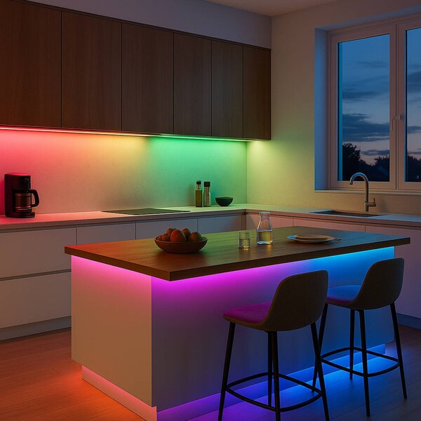 Calex LED pásek Vista, délka 10 m, RGB, dálkové ovládání, stmívatelný, Bílá / opál, Obývací pokoj / jídelna, Plast, Moderní