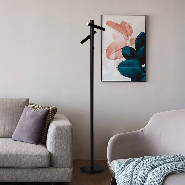 Searchlight LED stojací lampa na baterie 10460BK, černá, výška 127 cm, 2-flg., stmívatelný, Černá, Obývací pokoj / jídelna, kov, Moderní