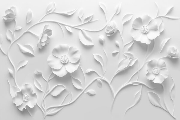 Fototapety Šedý reliéfní květinový ornament, Fototapety 3D, w09710 : uwalls.cz