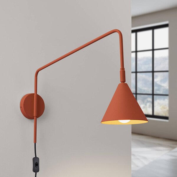 SOLLUX LIGHTING Nástěnné světlo LYS, okrová, Ø 14 cm, kov, zástrčka, E14, Hnědá / rez, Obývací pokoj / jídelna, kov, Skandinávský, Nástěnné svítidlo