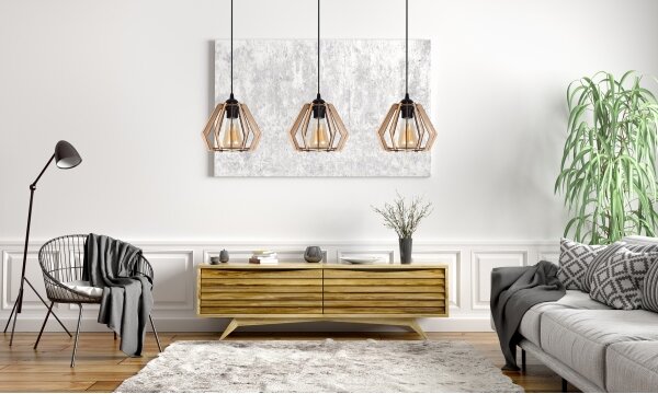 Lustr na lanku BERGO 3xE27/60W/230V černá