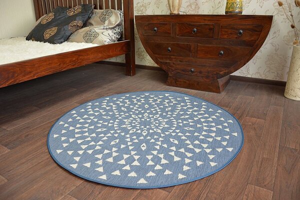 Balta Kulatý koberec Sisal FLAT 48715/591 modrý Rozměr: průměr 120 cm