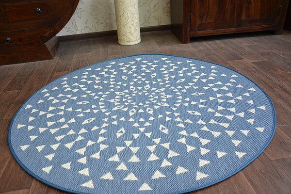 Balta Kulatý koberec Sisal FLAT 48715/591 modrý Rozměr: průměr 120 cm