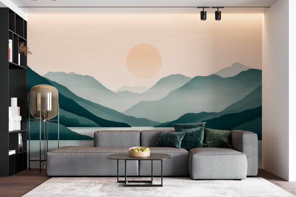 Fototapety Klidná horská krajina se sluncem nad jezerem, Fototapety příroda, w09735 : uwalls.cz