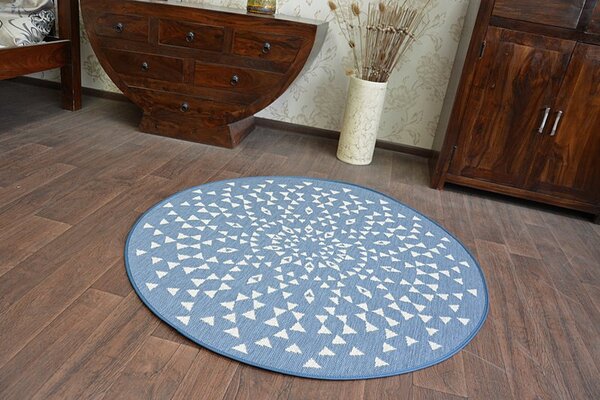 Balta Kulatý koberec Sisal FLAT 48715/591 modrý Rozměr: průměr 120 cm