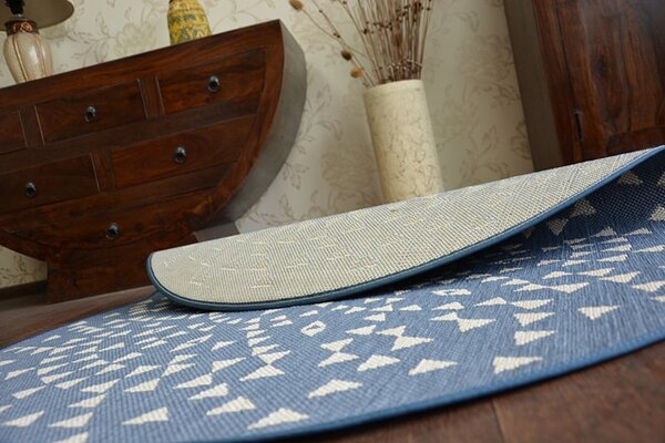 Balta Kulatý koberec Sisal FLAT 48715/591 modrý Rozměr: průměr 120 cm