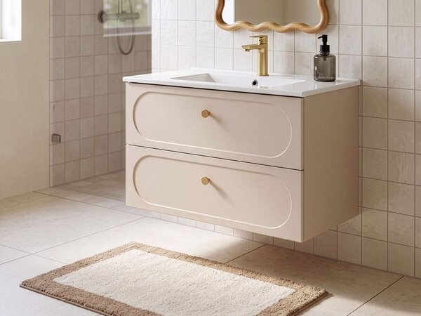 Závěsná koupelnová skříňka s umyvadlem TARUMIR 80 cm Béžová