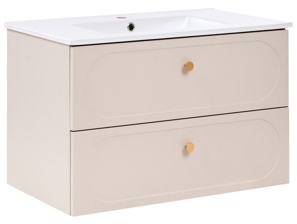 Závěsná koupelnová skříňka s umyvadlem TARUMIR 80 cm Béžová