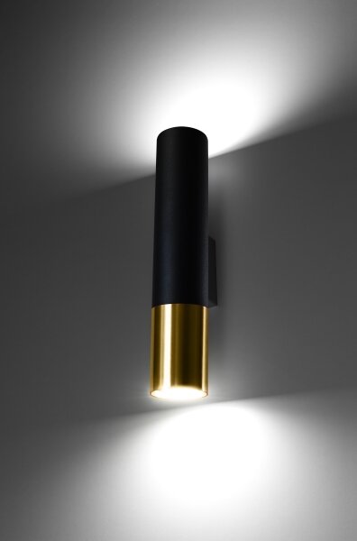 Sollux SL.0950 - Nástěnné svítidlo LOOPEZ 2xGU10/10W/230V černá/zlatá