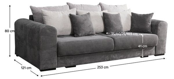 KONDELA Extra prostorná pohovka, šedá / světle / béžová, GILEN BIG SOFA