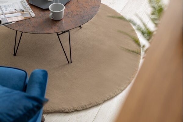 Makro Abra Kulatý koberec BUNNY taupe béžový Rozměr: průměr 100 cm