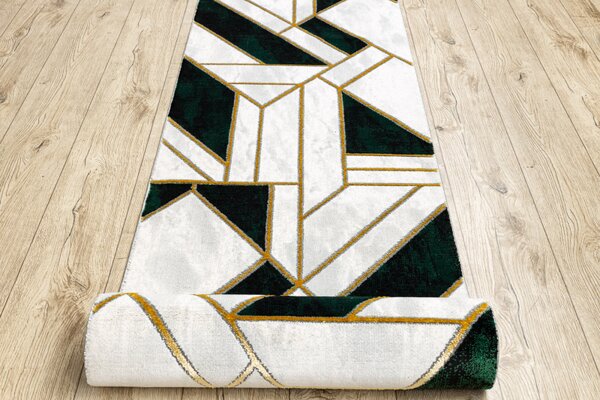 Makro Abra Běhoun EMERALD 1015 Geometrický moderní krémový zelený zlatý Šíře: 70 cm