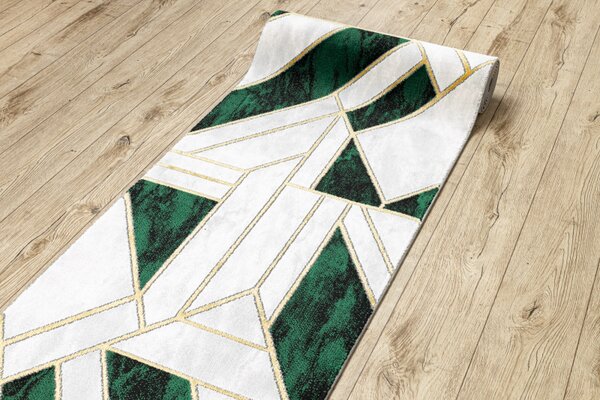 Makro Abra Běhoun EMERALD 1015 Geometrický moderní krémový zelený zlatý Šíře: 70 cm