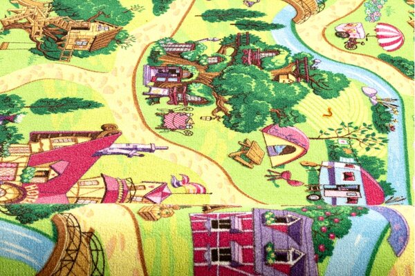 Kobercový ráj Kulatý dětský koberec CANDY TOWN Město uličky barevný Rozměr: průměr 100 cm