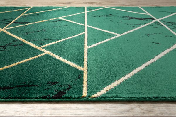 Makro Abra Běhoun EMERALD 1012 geometrický zelený zlatý Šíře: 80 cm