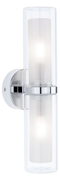 Paulmann 71077 Luena, koupelnové nástěnné svítidlo 2xE14 max.20W, sklo/chrom, výška 38cm, IP44