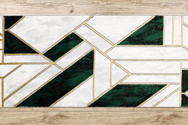 Makro Abra Běhoun EMERALD 1015 Geometrický moderní krémový zelený zlatý Šíře: 70 cm