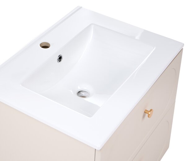 Závěsná koupelnová skříňka s umyvadlem TARUMIR 60 cm Béžová