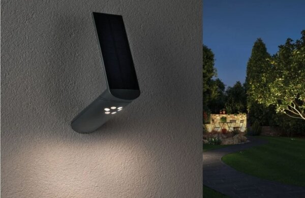 Paulmann 94261 - LED/1,2W IP44 Solární nástěnné svítidlo se senzorem ILIAS 3,7V