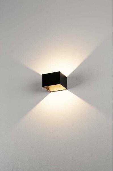 BIG WHITE SLV LOGS IN, nástěnné svítidlo, LED, 3000K, hranaté, černé/mosaz, vč. ovladače LED 151320