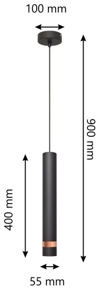 LED Lustr na lanku TUBA 1xGU10/4,8W/230V černá/měděná