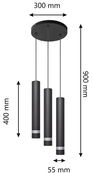 LED Lustr na lanku TUBA 3xGU10/4,8W/230V černá/chrom
