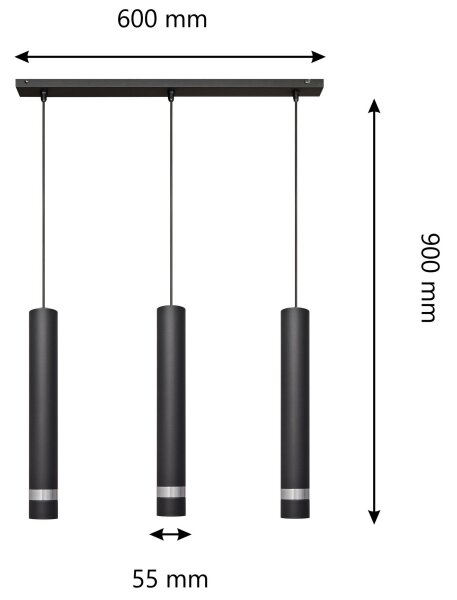 LED Lustr na lanku TUBA 3xGU10/4,8W/230V černá/chrom
