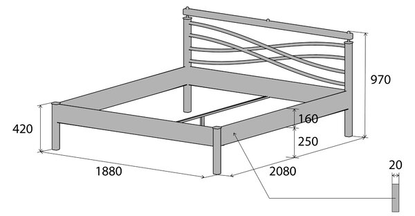 Česká Kovová postel ANGELETA Barevne provedení: černá, Rozměr: 90 x 200 cm