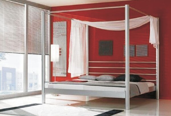 Nábytek ATIKA s.r.o. Kovová postel LARA SILBER - nebesa Povrchová úprava: Základní (černá, bílá, stříbrná 9006), Rozměr: 160 x 200 cm