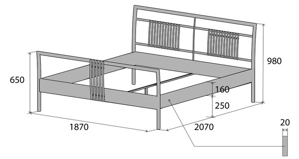 Česká Kovová postel TEK 1 Povrchová úprava: základní (bílá, černá, stříbrná 9006), Rozměr: 80x200 cm