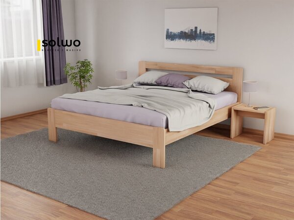 Masivní postel ANGELIKA - Solwo Design Materiál: Buk cink, Barevne provedení: Olejování přírodní 101/201, Specifikace: 140x200