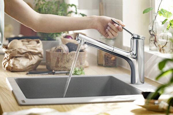Hansgrohe Zesis M33 Páková kuchyňská baterie 150, vytažitelná sprška, 2jet, chrom 74800000