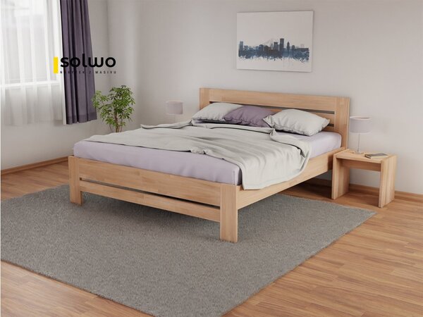 Masivní postel DARA - Solwo Design Materiál: Buk cink, Barevne provedení: Olejování přírodní 101/201, Specifikace: 140x200